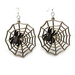 spider web wood earrings