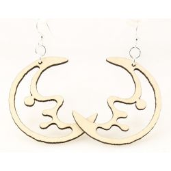 natural wood moon earrings