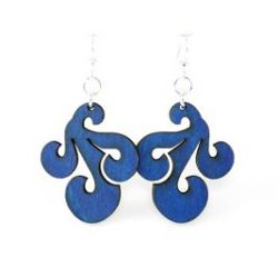 royal blue tri wave wood earrings