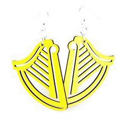 yellow harp wood earrings