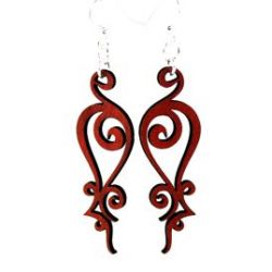 red iron loop wood earrings