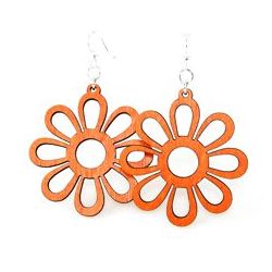 tangerine sunflower wood earrings