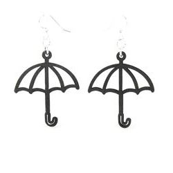 black umbrella wood earrings