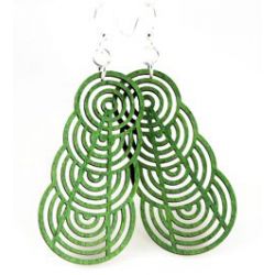 green ascending interlockling circle earrings