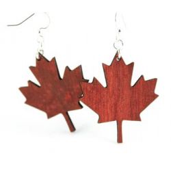 maple leaf wood earrings