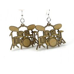tan drum wood earrings