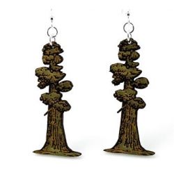 tall redwood tree wood earrings