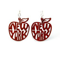red ny apple wood earrings