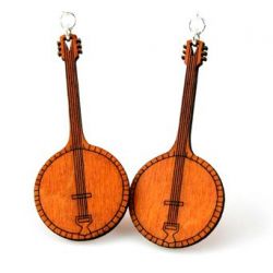 tangerine banjo wood earrings