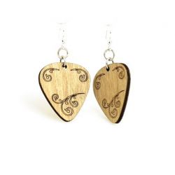 tan guitar pick wood earrings