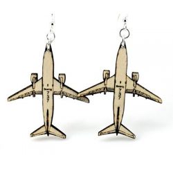 airplane wood earrings