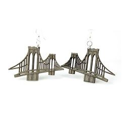 brooklyn bridge wood earrings
