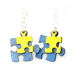 puzzle peace wood earrings