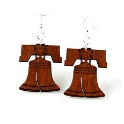 cinnamon liberty bell wood earrings