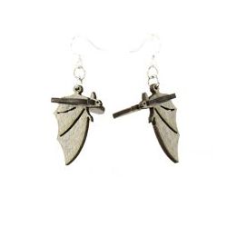 gray bat wood earrings