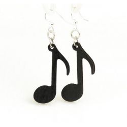 black music note wood earrings
