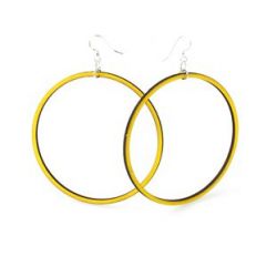 lemon yellow large circle wood earrings