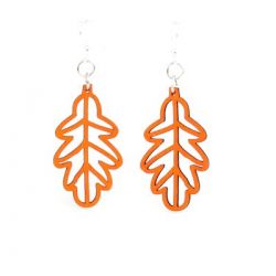 tangerine fall leaf wood earrings