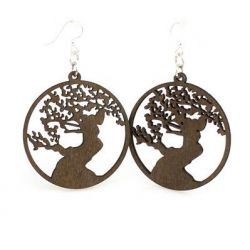 Brown Bonsai Tree Wood Earrings