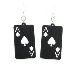 Black ace of spade wood earrings