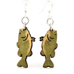 Bass Fish Wood Earrings