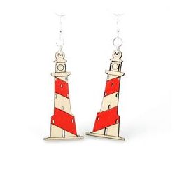 lighthouse wood earrings