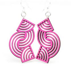 pink tangled direction wood earrings