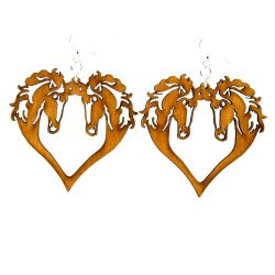 Cinnamon Horse Heart Wood Earrings