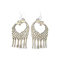 Natural wood giraffe heart wood earrings