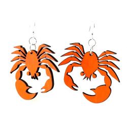 Tangerine crab wood earrings