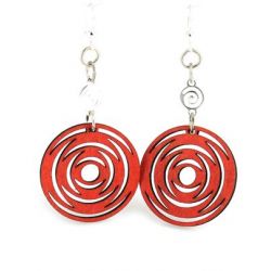 red icircled dangle wood earrings