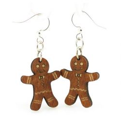 gingerbread man wood earrings