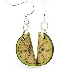 lime wedge blossom wood earrings