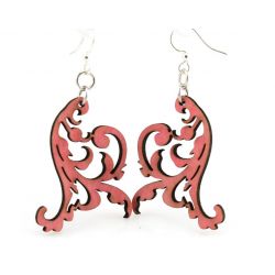 cherry red swaying vine wood earrings