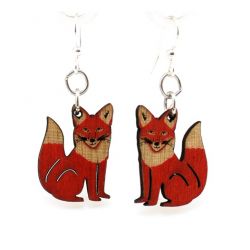 Fox wood earrings