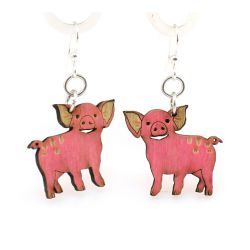 piglet wood earrings