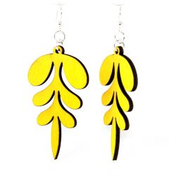yellow point wood earrings