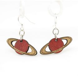 red planet wood earrings