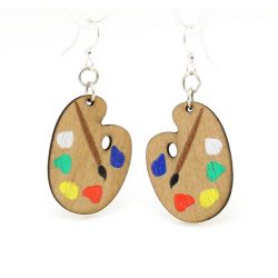 painter palette wood earrings