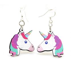 unicorn wood earrings