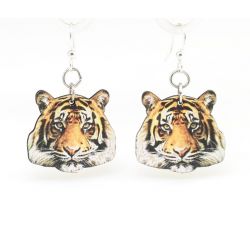 detailed tiger wood earrings