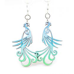 flowing peacock wood earrings