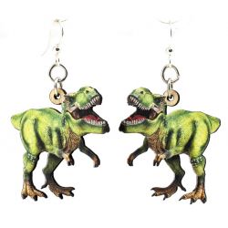 t-rex wood earrings