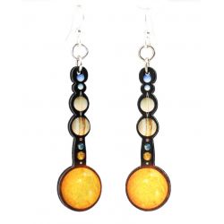 solar system wood earrings