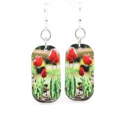 tulip blossom wood earrings