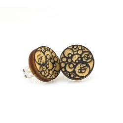 Circle in circles stud wood earrings
