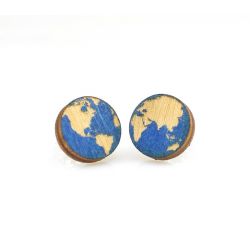 Globe stud wood earrings