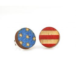 USA Flag stud wood earrings