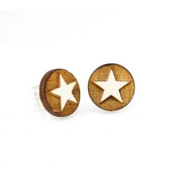 Western Star Stud Wood Earrings
