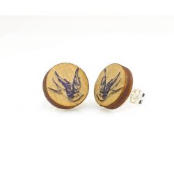 sparrow stud wood earrings